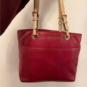 Michael Kors Red and Tan Shoulder Bag